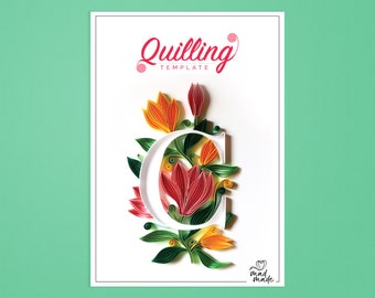 Paper Quilling Template - Monogram - Alphabet C - On edge quilling