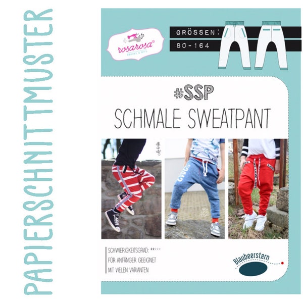 Papierschnittmuster "SSP" von rosarosa, Schmale Sweatpants, Gr. 80-164, Schnittmuster