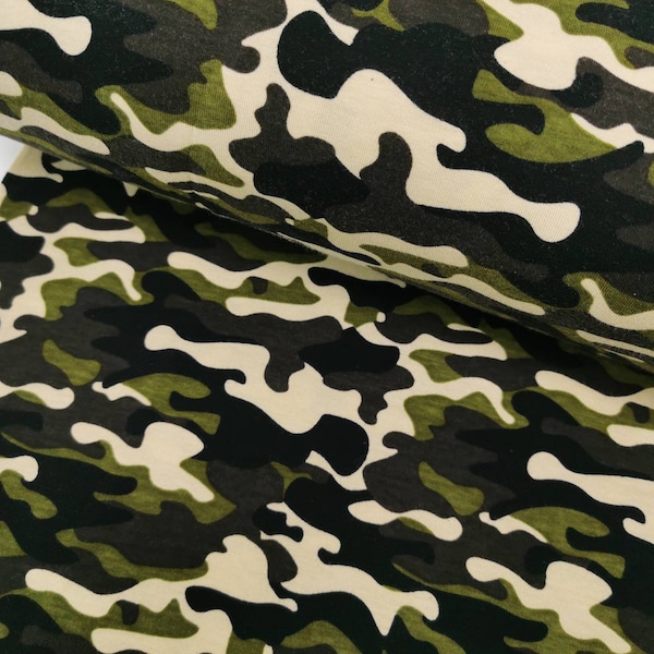 JERSEY "Camouflage" von SAM, Tarnmuster, oliv, --> 50cm