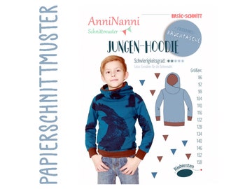 Papierschnittmuster "Jungen-Hoodie" von AnniNanni, Pullover, Shirt, Gr. 86-158, Schnittmuster