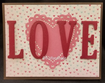 Hearts Themed Love Card | Handmade | Blank | Homemade | Anniversary | Valentine's Day | Engagement | Bridal Shower