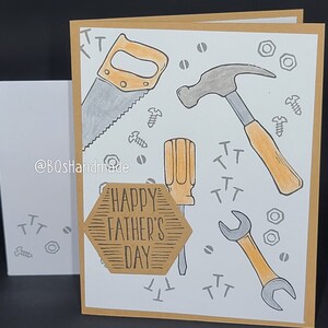 Tool Themed Father's Day Card | Handmade | Blank | Homemade | Best Guy Ever | Handyman | Hammer | Saw | Wrench | Screwdriver | Screws