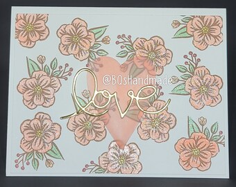 Simple Floral Love Card | Handmade | Blank | Homemade | Valentine's Day | Wedding | Engagement | Bridal Shower | Anniversary