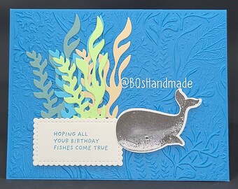 Aquatic Themed Birthday Card | Handmade | Blank | Homemade | Whale | Birthday Fishes | Underwater | Ocean