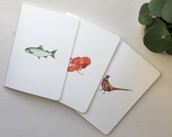 Luxury Surf and Turf Greetings Cards - Lobster, Pheasant, Trout