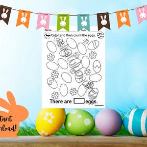 Instant Download, Math worksheet, fun easter, kids worksheets, educational preschool worksheets, easter egg hunt worksheet, digitaldoodleco