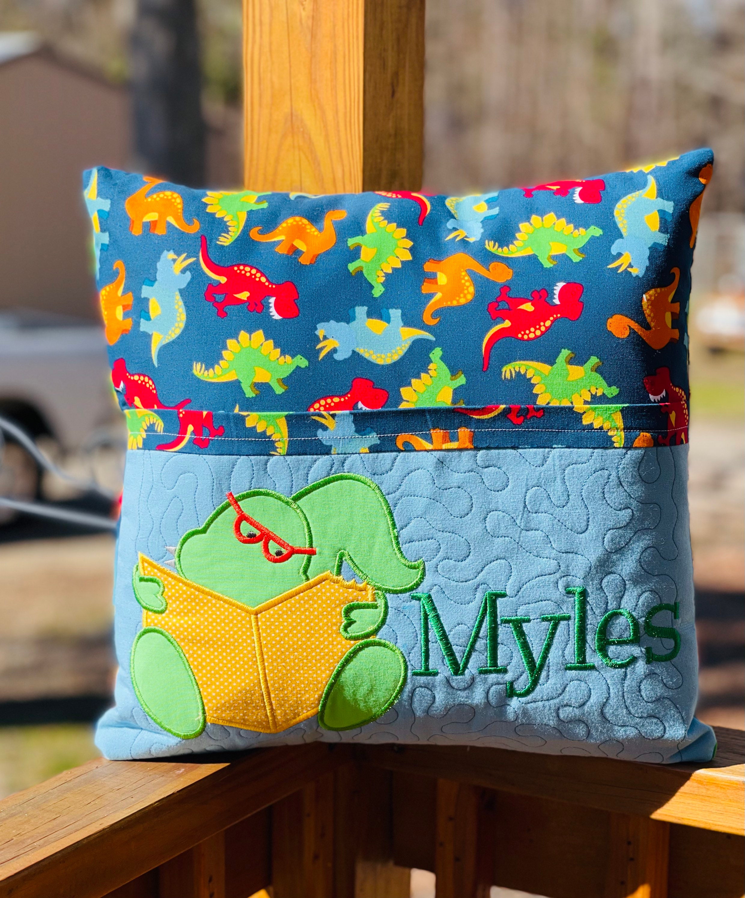 Dinosaur Reading Pillow 16 X 16 Pillow | Etsy
