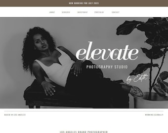 Showit Website Template for Photographers + Service Providers | 1 Page Scrolling | Mini Starter Kit | Canva Business Kit Templates | Elevate