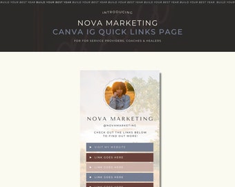 Canva Instagram Quick Links Bio Template | Link Tree Alternate | Nova Marketing