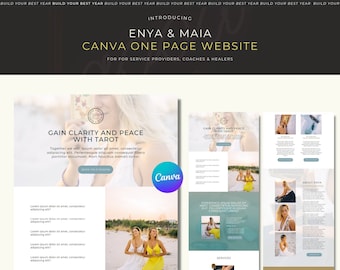 Service Provider Canva One Page Website Template | Canva Website | Canva Website for Tarot, Healers, Reiki, Wellness, Health