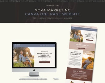 Service Provider Canva One Page Website Template | Canva Website | Canva Website for Virtual Assistants & Coaches