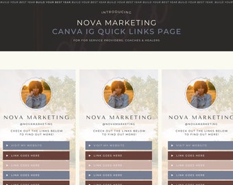 Canva Instagram Quick Links Bio Template | Link Tree Alternate | Nova Marketing