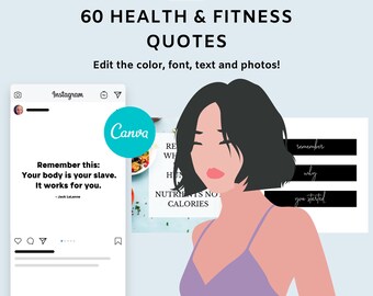 Done For You Fitness Health Juicing Quotes 60 Set Template Bundle For Instagram Social Media Instant Download | Canva Templates