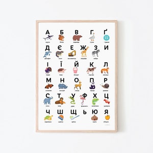 Cartel del alfabeto ucraniano IMPRIMIBLE / Українська Абетка / Impresión ABC para niños / Letras cirílicas Alfabeto pared arte impresión / Descarga instantánea