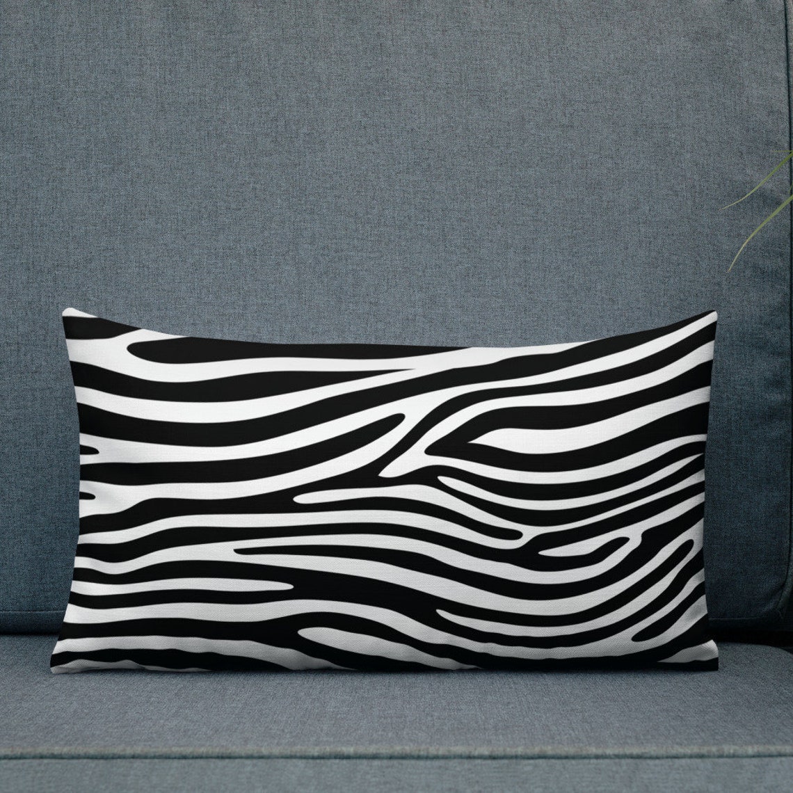 Zebra Print Throw Pillow Premium Zebra Striped Pillow Etsy