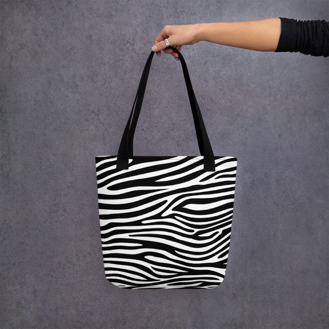 Zebra Striped Tote Bag Etsy