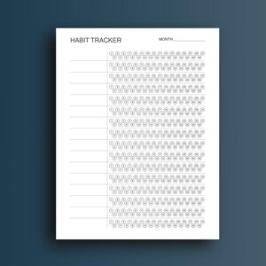 Gewoontetracker | Dagelijkse afdrukbare gewoontetabel van een maand | Inclusief 4 formaten Letter, 1/2 Letter, A4 en A5 | 16 eigenschappen per pagina| Direct downloaden