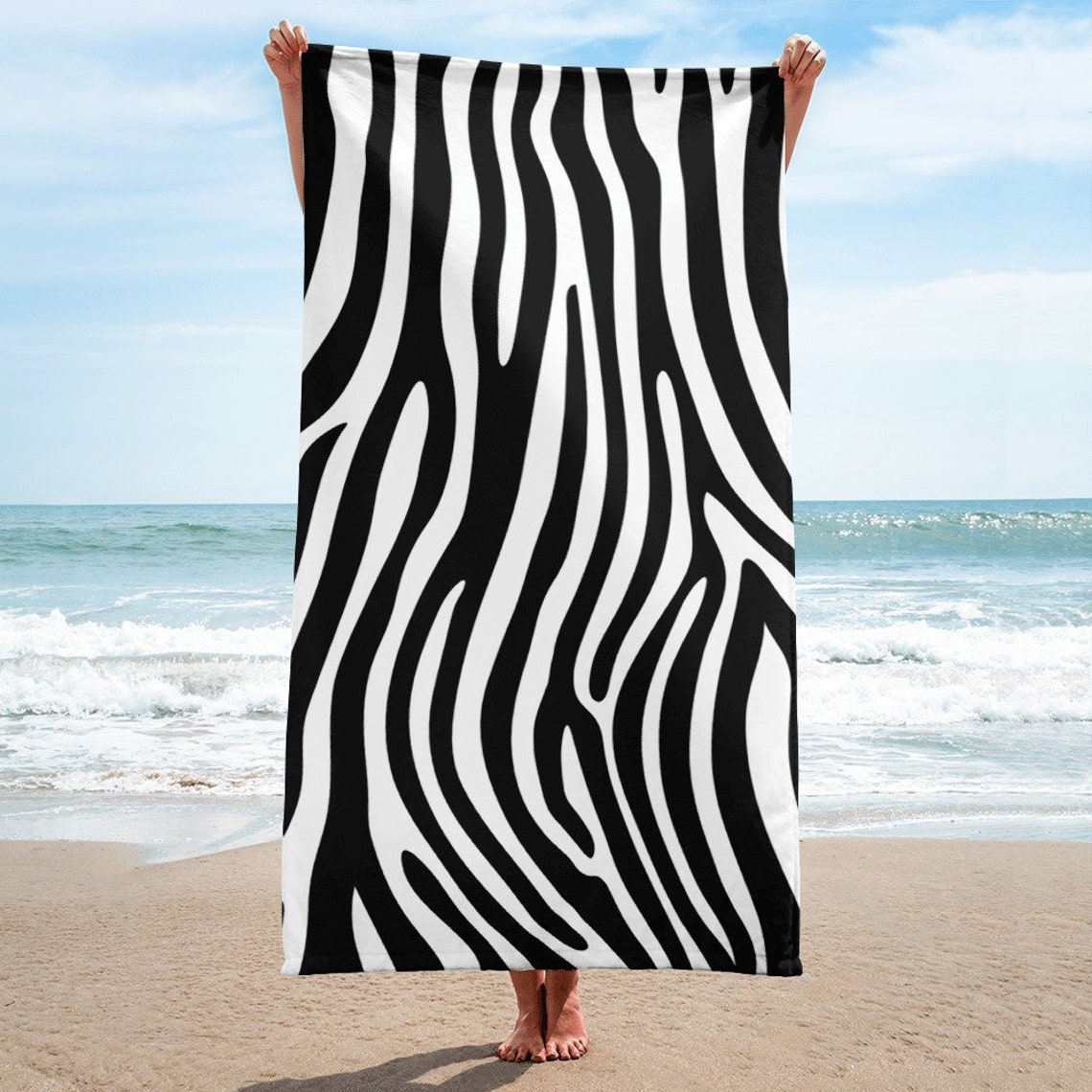 Zebra Striped Beach/bath Towel Zebra Pattern Animal Print Etsy