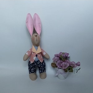 Tilda Bunny Boy in tessuto, giocattolo morbido da cucire