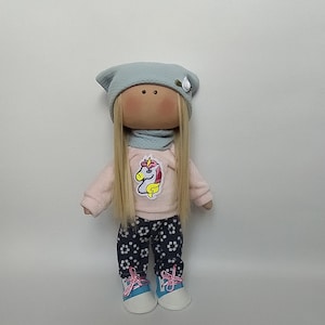 Textile Tilda Doll with white hair
