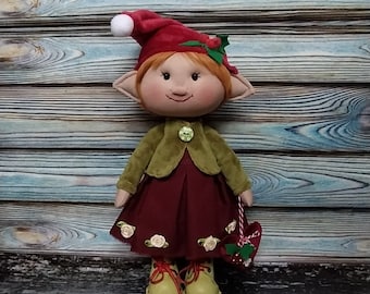 Doll Elf Christmas toy tilda girl