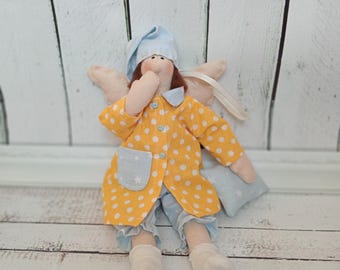 Sleeping angel doll, charming textile soft toy for gift