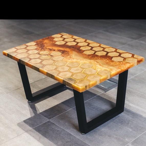 Table With Epoxy Resin Coffee Table Epoxy Solid Wood Oak River Etsy