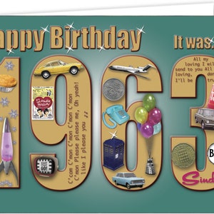 Tarjeta de recuerdo del 62 cumpleaños de 1963 (2025)