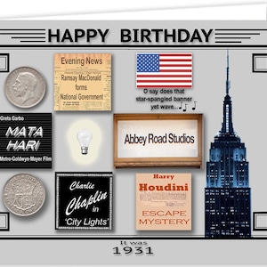 Tarjeta de recuerdo del 94 cumpleaños de 1931 (2025)