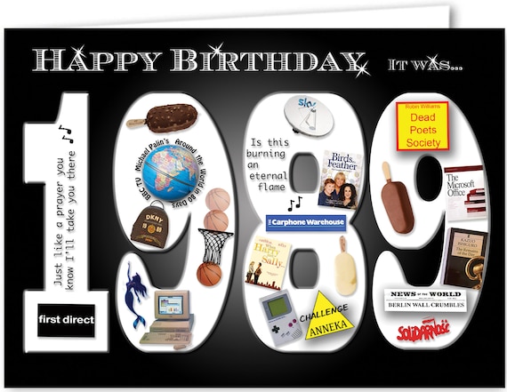 EQUIK PRODUCTS Carte D'anniversaire 1989 - Cadeau D'anniversaire Pour Hommes Et Femmes - Année De Naissance 1989 - Poster Vintage - Décoration Et Idée Cadeau - Retour En 1989 (1989