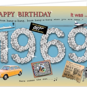 Cartão de lembrança de aniversário de 56 anos de 1969 (2025)
