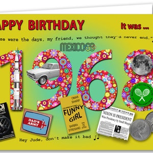 Tarjeta de recuerdo del 57 cumpleaños de 1968 (2025)