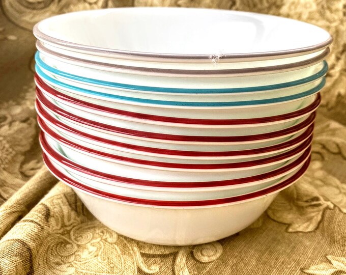 Vintage Corelle Soup Bowls Cereal Bowls White With Burgundy Etsy