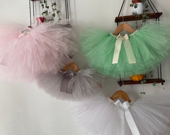 Flower girl tulle skirt grey ,1st birthday outfit , newborn outfit, photo props , bridesmaid skirt,mermaid tutu , pink green tutu, baby tutu