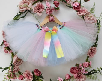 Rainbow Flower Girl Dress Tutu ,cake smash, unicorn skirtBridesmaid tutu, Mermaid tutu, sequin tutu, 1st birthday rainbow , unicorn outfit,