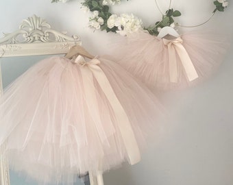 Champagne flower girl tutu,bridesmaid tutu,Long tulle tutu skirt, baby tutu, wedding tutu, cake smash outfit