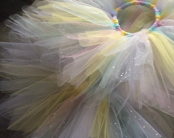 Tenue 1er anniversaire arc-en-ciel, tutu licorne, jupe scintillante, tutu, anniversaire, noeud arc-en-ciel, tutu arc-en-ciel pastel, tutu sirène, baby shower