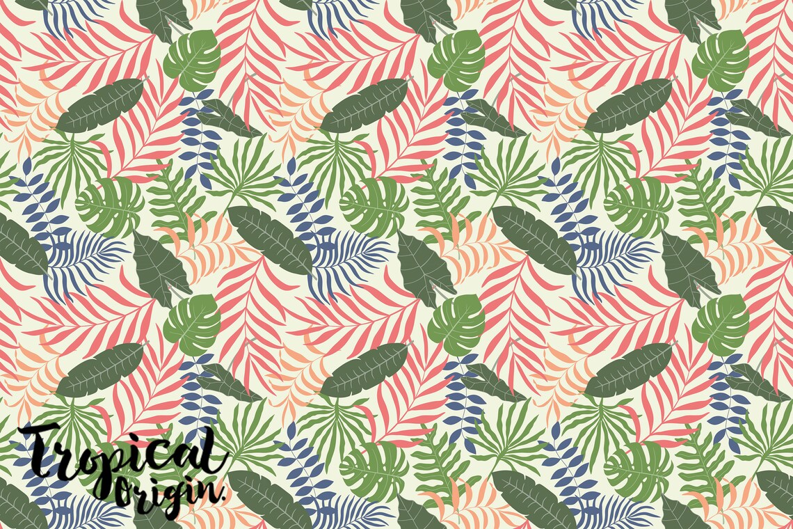 Leaf palms removable wallpaper plants nature design colorful | Etsy