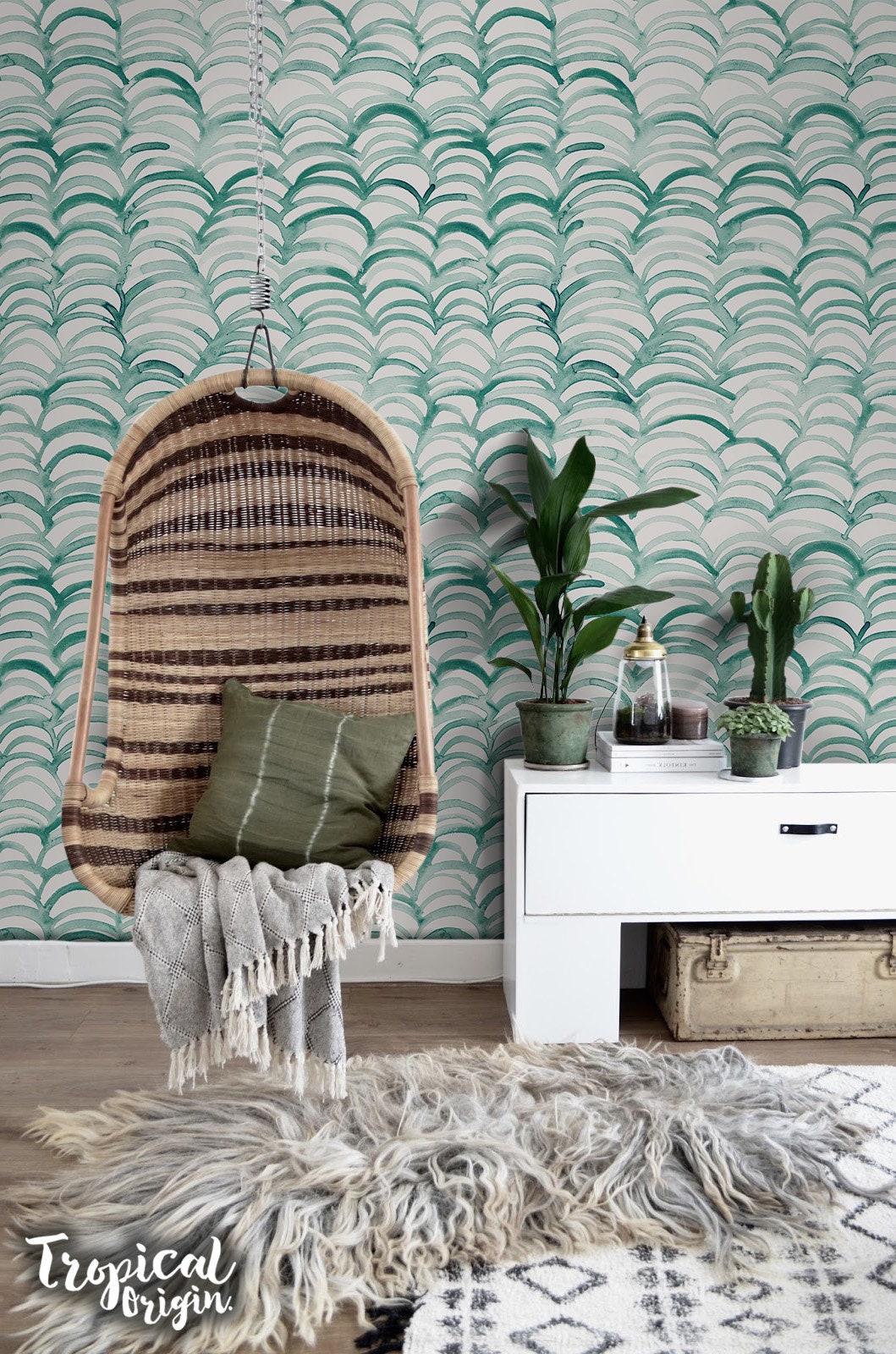 Waves ocean removable wallpaper blue Sea abstract swirls Etsy