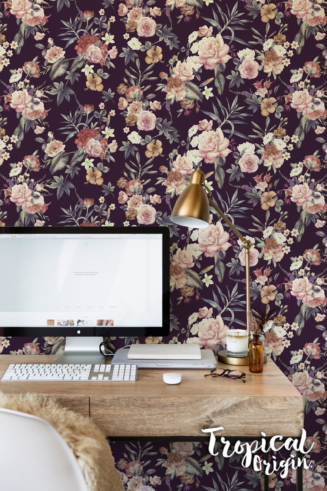 Vintage Floral Removable Wallpaper Garden Colorful Flowers Etsy