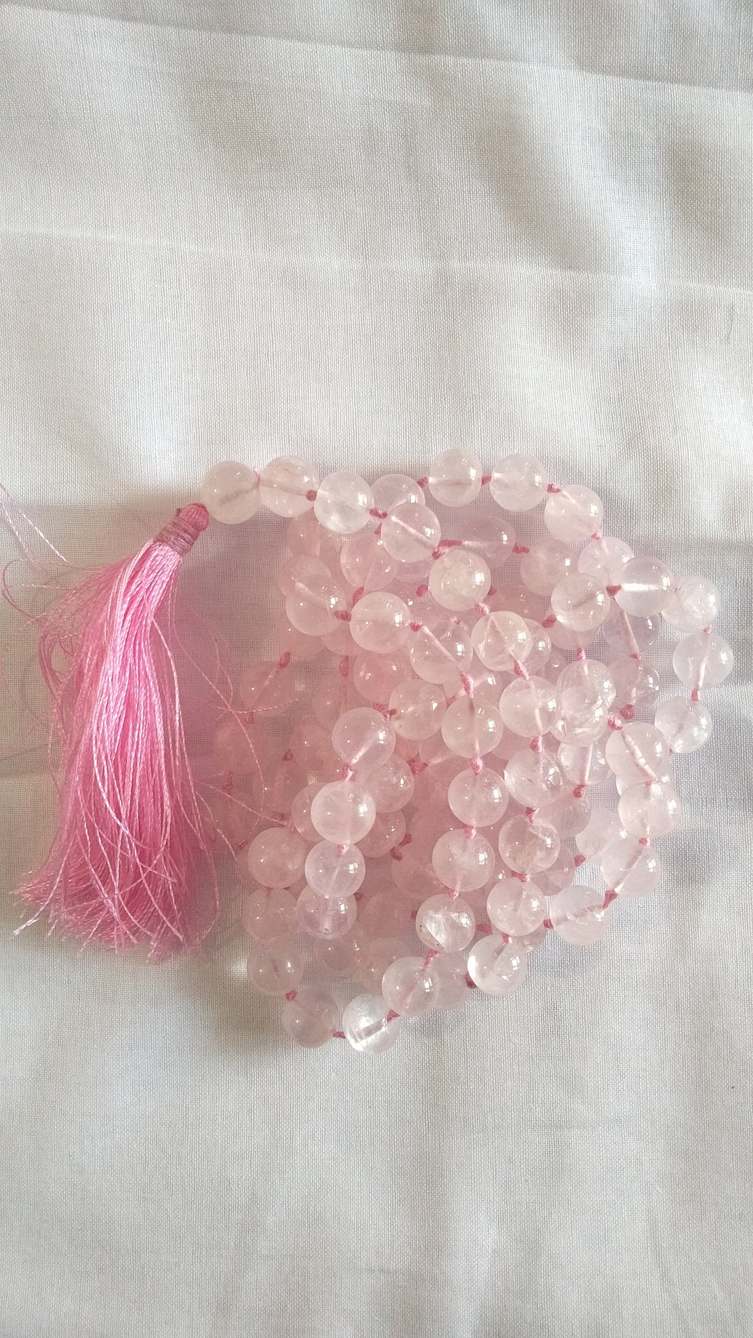Natural Rose Quartz Japa Mala Prayer Beads 108 Beads Round Beads Japa