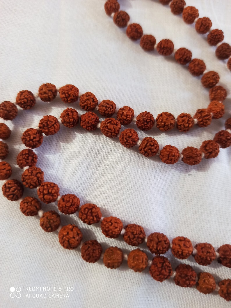 Rudraksha Japa Mala Genstone Round Beads Japa Mala Guru bead Long Tassel Necklace