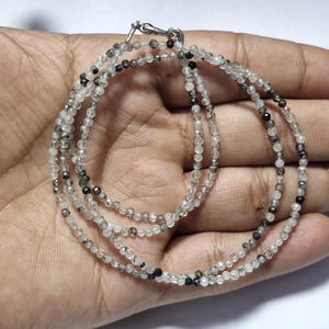 Rutile Gemstone beads 12/30''  2 mm 2 layer sterling 925 silver Lock jewelry necklaces