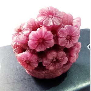 Estatua de flor de rosa rubí de 355 quilates, piedra preciosa natural, hecha a mano, decoración en maceta, regalo romántico artesanal