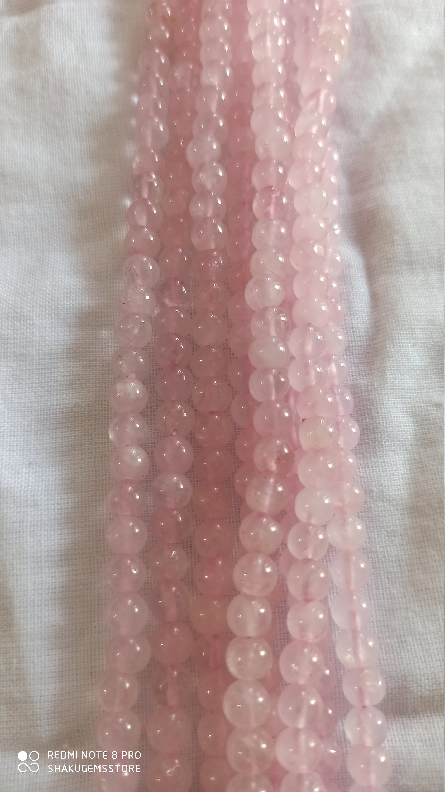 Natürliche Rosa Erdbeere Quarz Edelstein Halskette 5 Strang Glatte