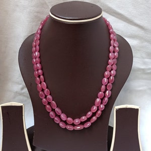 AAA Ruby Bead Necklace: Adjustable Gemstone Strand, 18&quot;