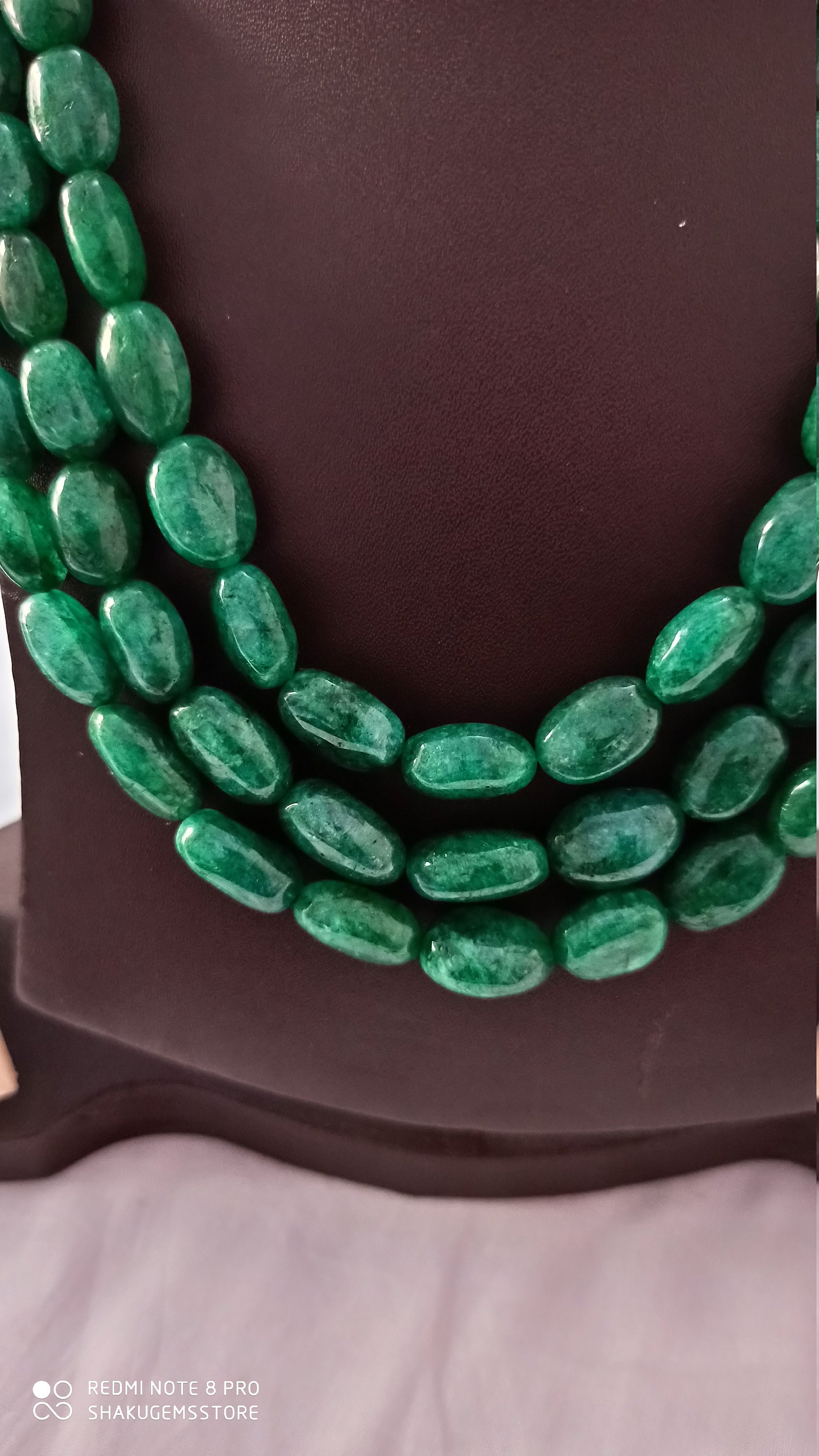 Emerald Beryl Smooth Oval Necklace AAA 721 Carat Fine