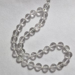 Natural White Crystal Prayer Japa Mala Gemstone Meditation Mala Round Smooth 9 mm Yoga Beads Gemstone