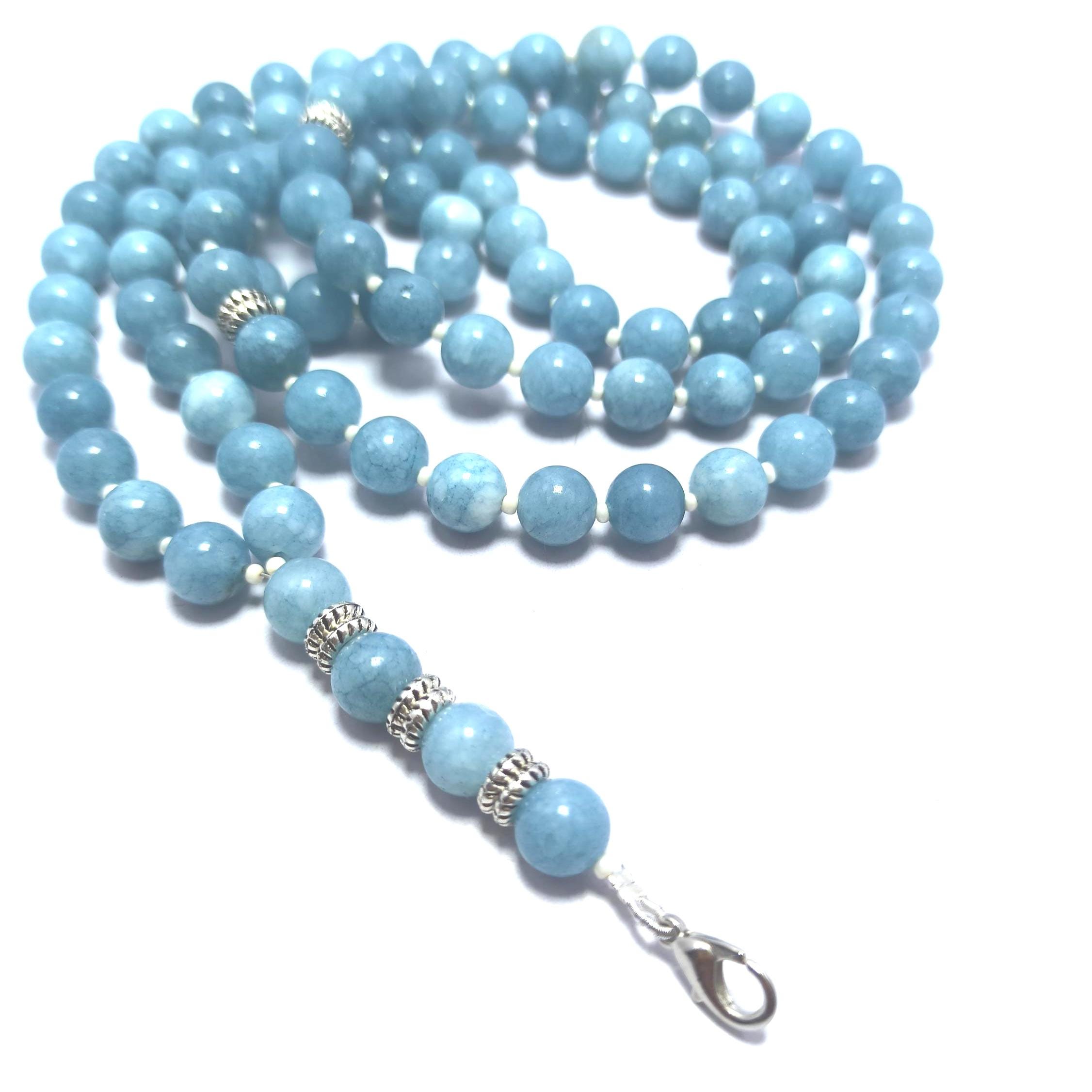 Islamic Muslims Dhikr Multi Gemstone Tasbih Prayer Beads Sky Blue Meditation Stone