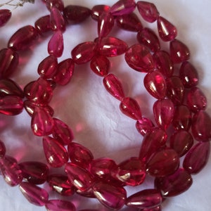 Ruby Corundum Smooth Drop Beads String 16&#39;&#39; 20&#39;&#39; AAA Gemstone String